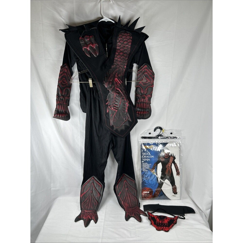 Spirit Halloween Skull Dragon Ninja Costume Child Medium 4-6 Black Red